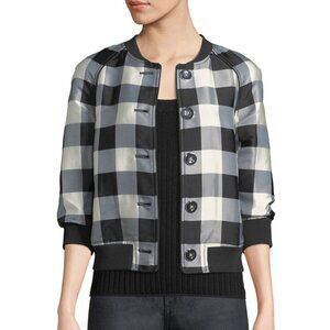 PHILLIP LIM Shrunken Gingham/Plaid Bomber Jacket
